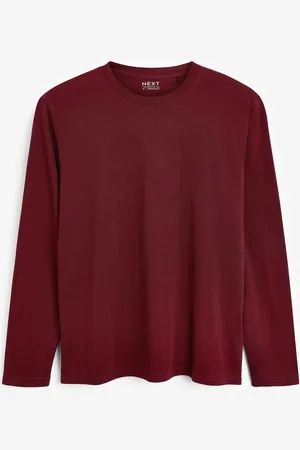 Next Burgundy Red Regular Fit Long Sleeve Crew Neck T-Shirt