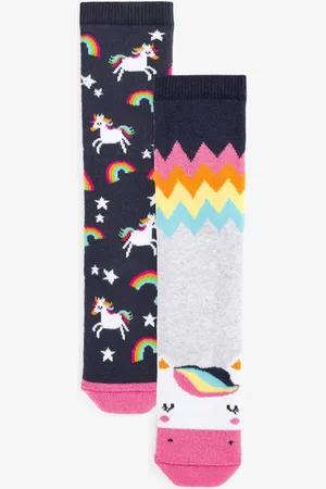 Next Blue 2 Pack Thermal Cotton Rich Unicorn Welly Socks