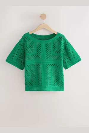 Next Short Sleeve Crochet Crew Neck T-Shirt