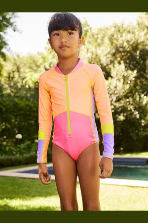 Next Orange/ Colour Block Long Sleeved Swimsuit (3-16yrs)