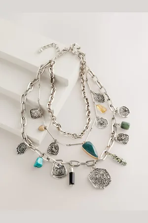 Next Tone Multi Layer Charm Necklace