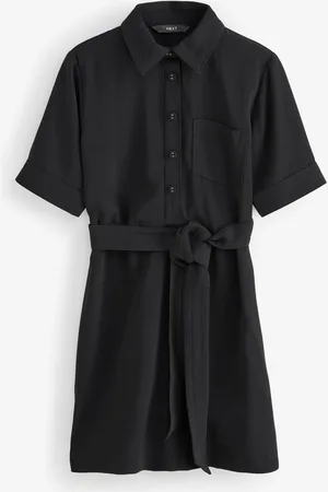Next Short Sleeve Mini Tie Waist Shirt Dress