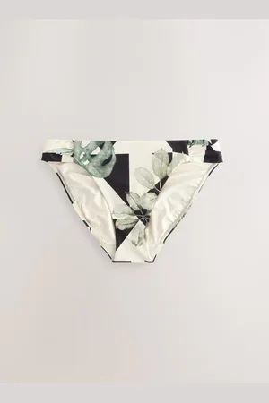 Next /Ecru Leaf High Leg Print Bikini Bottoms