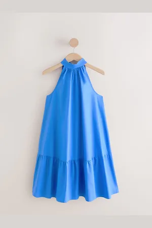 Next 100% Cotton Halter Tie Neck Sleeveless Tiered Mini Dress