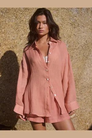 Next Peach 100% Linen Beach Shirt