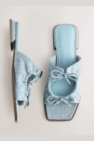 Next Denim Standard/Wide Fit Forever Comfort Double Bow Mules