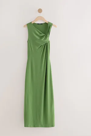 Next Khaki Twist Detailed Slinky Maxi Dress