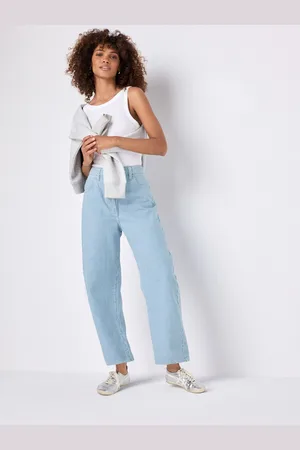 Next Mid Striped Straight 100% Cotton Jeans