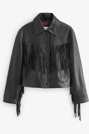 Next N. Premium Genuine Leather Fringed Jacket
