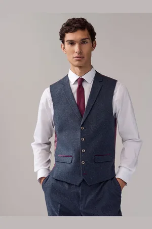 Next Blue Trimmed Neppy Signature Nova Fides Suit Waistcoat