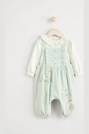 Next Sage Character Baby Corduroy 100% Cotton Dungarees and Long Sleeve Bodysuit Set (0mths-2yrs)