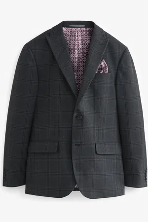Next Charcoal Regular Fit Check Suit:Jacket
