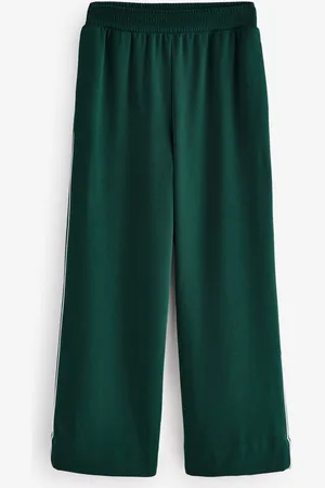 Next Green/ Piping Detail Crepe Wide Leg Trousers