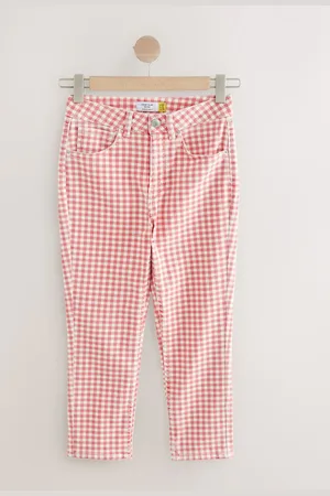 Next Red/ Gingham Authentic Denim Cropped Capri Jeans