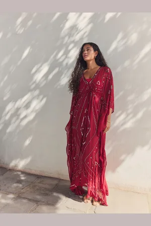 Next Red Embellished Maxi Kaftan