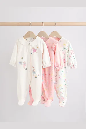 Next Baby Frill Printed 100% Cotton Sleepsuits 3 Pack (0-2yrs)
