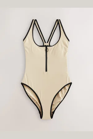 Next Ecru Zipped Shaping Tummy Control Swimsuit