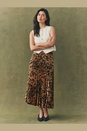 Next Leopard Print Pleated Maxi Skirt