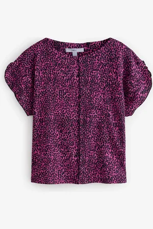Next Animal Print Flutter Sleeve Textured Smart Top