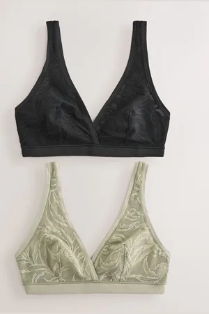 Next /Green Bralette Ultimate Comfort Soft Brushed Lace Bras 2 Pack A-E