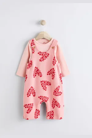 Next /Red Hearts Dungarees and Bodysuit Set (0mths-3yrs)