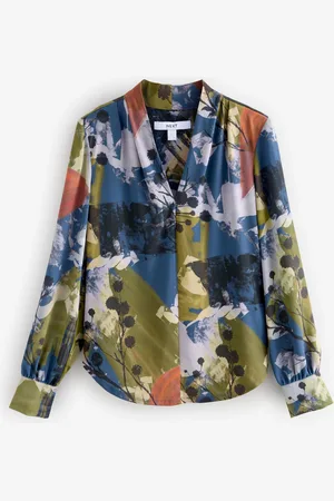Next Floral Print Long Sleeve V-Neck Blouse