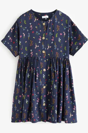 Next Blue Floral Button Summer Dress (3-16yrs)