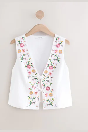 Next Floral Embroidered Detail Tie Front Waistcoat
