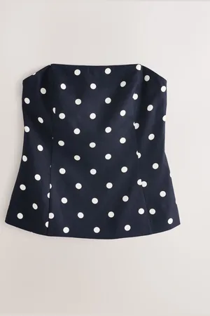 Next /White Polka Dot Bandeau Top with Linen