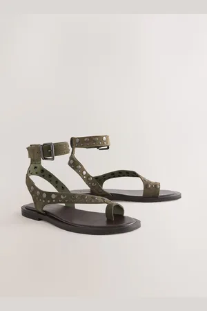 Next Khaki Suede Forever Comfort Studded Toe Loop Sandals