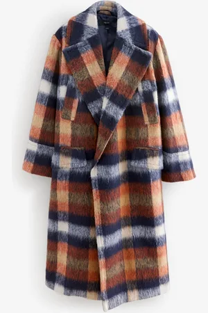 Next Check Overcoat with Revere Collar