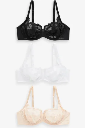 Next /White/Praline Nude Non Pad Balcony Lace Bras 3 Pack A-E