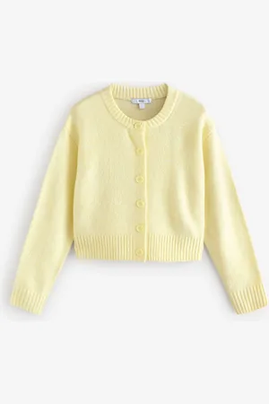 Next Yellow Crew Neck Knitted Cardigan