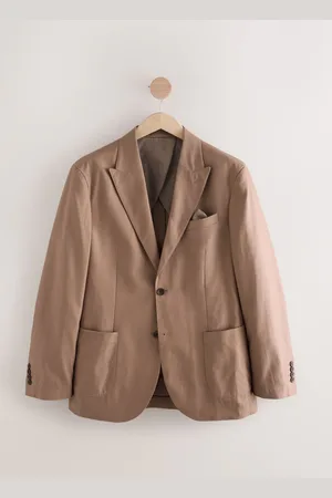 Next Regular Fit Cotton Blend Blazer With Linen and Lyocell