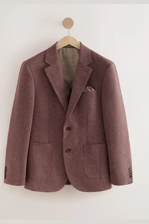 Next Rust Slim Fit Nova Fides Italian Fabric Textured Cotton Blend Blazer