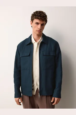 Next Blue Cotton Linen Blend Shacket