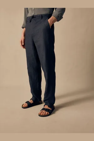 Next Charcoal Regular Tapered Fit 100% Linen Signature Chino Trousers