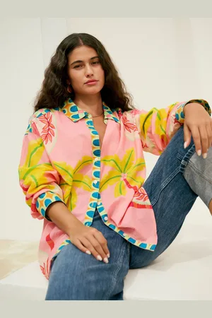 Next Placement Palm Print Long Sleeve 100% Cotton Relaxed Lightweight Shirt
