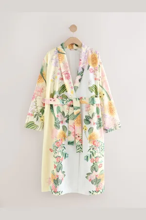 Next Yellow Floral Kew Collection 100% Cotton Lightweight Dressing Gown