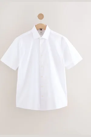 Next Regular Fit Cotton Blend Short Sleeve Cutaway Collar Shirt