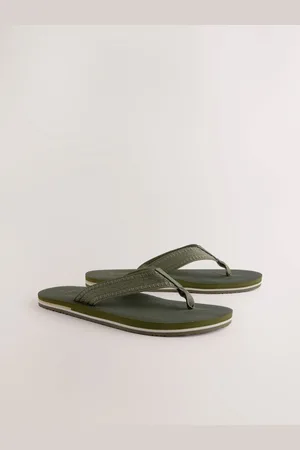 Next Khaki Textured Flip Flops