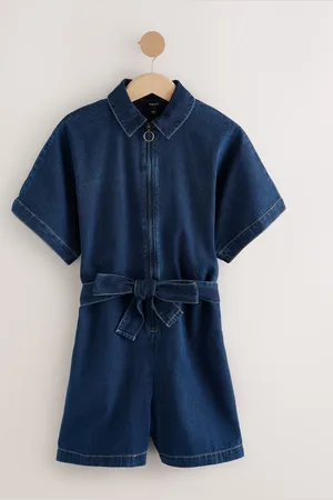 Next Dark Lightweight Zip Through Denim 100% Cotton Playsuit