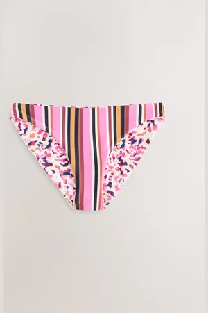 Next Spot/Pink Stripe Reversible High Leg Bikini Bottoms
