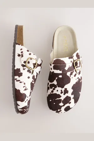 Next Cow Standard/Wide Fit Forever Comfort Leather Footbed Clogs