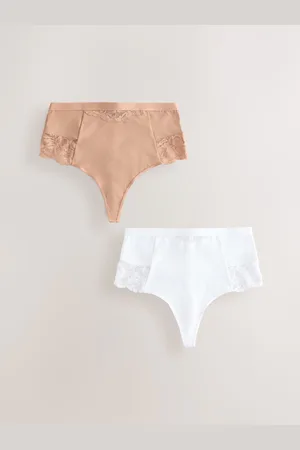 Next White/Praline Tummy Control Light Shaping High Waist Thongs 2 Pack
