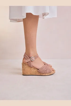 Next Forever Comfort Round Toe Crochet Cork Wedges