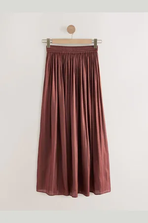 Next Glossy Satin Metallic Midi Skirt