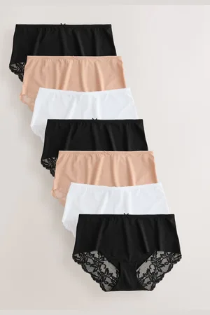 Next /White/Praline Nude Midi Lace Back NVPL Knickers 7 Pack