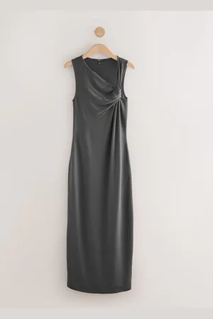 Next Charcoal Twist Detailed Slinky Maxi Dress