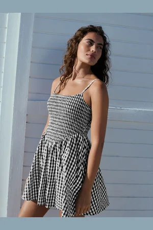 Next /White 100% Cotton Textured Gingham Skort Playsuit